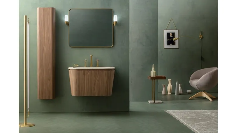 Mobile da Bagno sospeso Suede 02 in Noce Canaletto di Cerasa